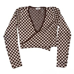 ⭐️ Anthropologie NEST Black Label Cropped Checkered Cardigan